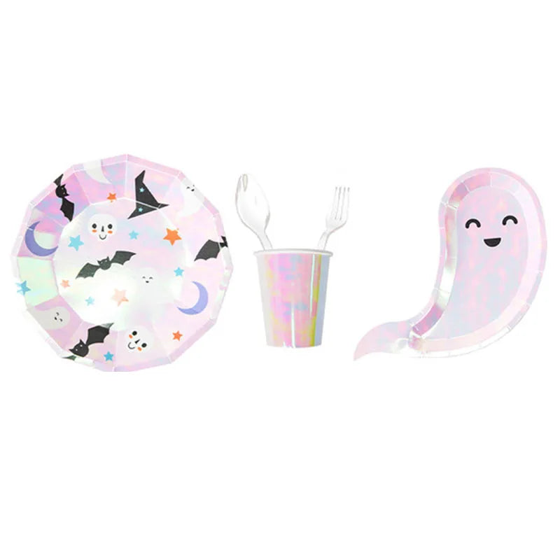 Halloween Party Decoration Ghost Plates Napkins Disposable Tableware Halloween Decoration Supplies