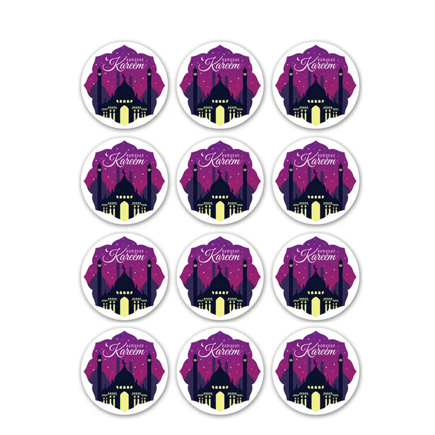 60Pcs Ramadan Kareem Eid Al-Fitr Decorative Stickers Blessed Eid Mubarak Muslim Religion Festival Decor Food Gift Bag Sealing