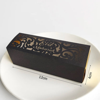 10Pcs Eid Mubarak Gift Box Ramadan Gift Packages Gold Hollow Eid Mubarak Candy Cake Box Eid Mubarak Decoration 2024 Muslim Party
