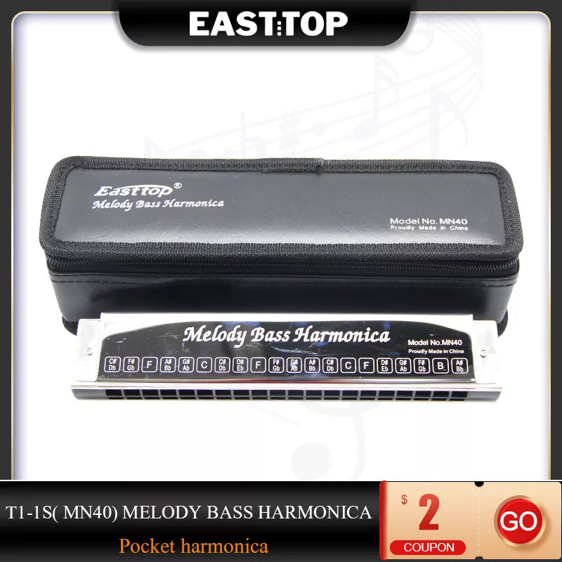 EASTTOP T1-1s( Mn40)  Melody Bass Harmonica Musical Instruments Pocket Harmonica  for Adults Kids Players