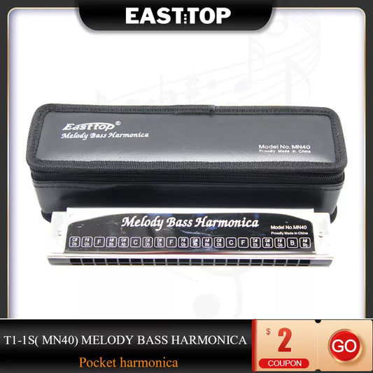 EASTTOP T1-1s( Mn40)  Melody Bass Harmonica Musical Instruments Pocket Harmonica  for Adults Kids Players