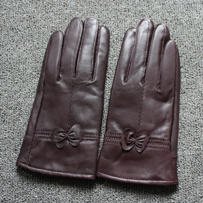 2020 Women's Genuine Leather Gloves Red Sheepskin Gloves Autumn and Winter Fashion Female Windproof Gloves