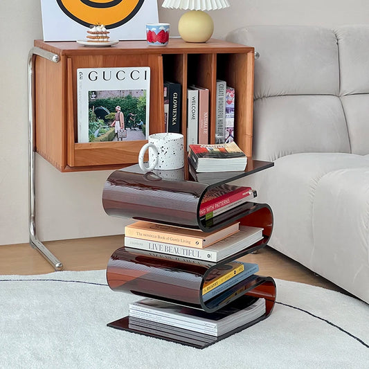 S-Type Acrylic Nightstands Sofa Side Table Decorative Props Magazine Rack Bedroom Mobile Bedside Tables Nordic Furniture Lockers