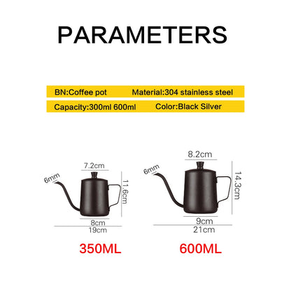 Drip Kettle 350ml 600ml Coffee Tea Pot Non-Stick Coating Food Grade Stainless Steel Gooseneck Drip Kettle Swan Neck Thin Mouth