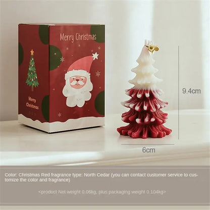 2025 Year Merry Christmas Candle Cute Xmas Tree Shaped Aromatherapy Scented Candle Desk Ornament for New Year Navidad Home Decor