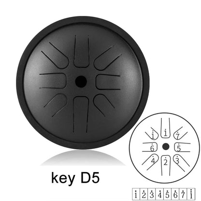 Hluru Professional Glucophone Steel Tongue Drum 6 Inch 8 Notes High Quality Ethereal Drum D5 Drum Percussion Musical Instrument