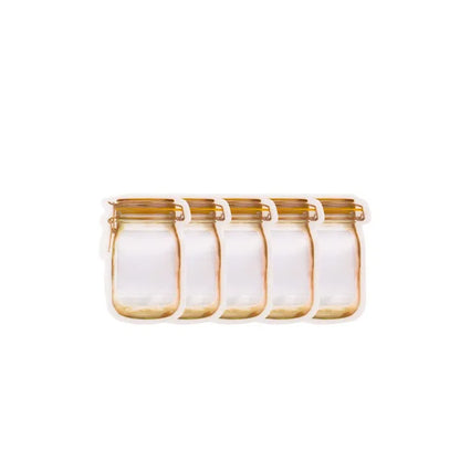 Kitchen Storage 5-20pcs Reusable Mason Jar Zipper Bags Grocery Candy Jar Food Storage Bags Portable Cookies Bags Kitchen Food