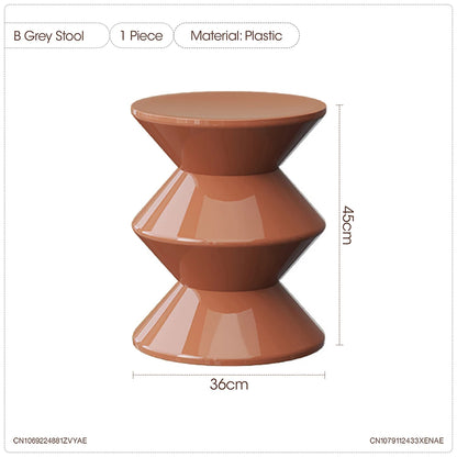Round Small Coffee Table Plastic Footstool Living Room Sofa Side Tables Shoe Changing Stool Bedroom Small Nightstands Furniture