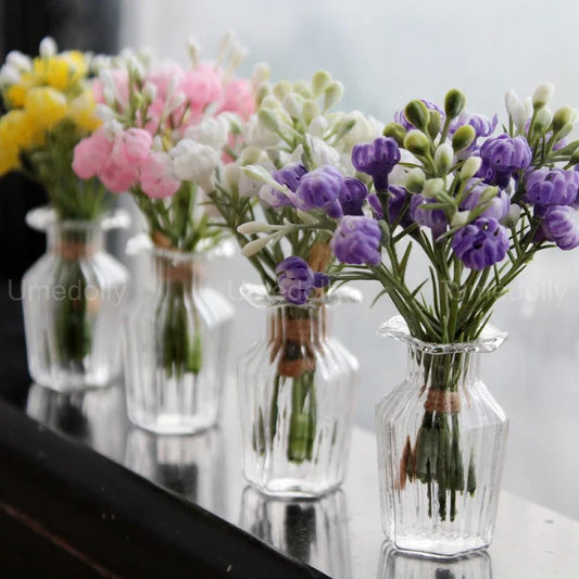 1/6 Scale Mini House Decoration Miniature Dollhouse Glass Flower Vase for Barbies Blyth Doll Accessories Toy