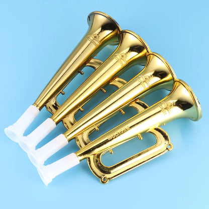 Golden Plastic Horn Trumpet for Kids - Fun Musical Instrument Toy and Cheering Prop for Parties and Sports Events
