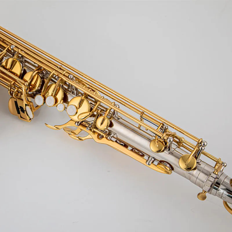 New Professional Musical Instruments T-Wo37 Tenor Saxophone Bb Tone Nickel Plated Tube Gold Key Sax With Case Mouthpiece Gloves