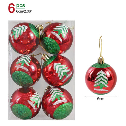 6Pcs/Box 6cm Christmas Ball Ornaments Xmas Tree Hanging Pendant Christmas Decorations for Home 2024 Navidad Natal New Year Gift