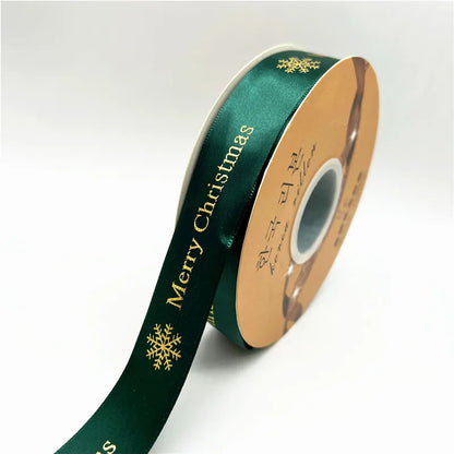 5yards 25mm Christmas Ribbon Printing Polyester Ribbon for Handmade Bow Party Christmas Decorations DIY Christmas Gift Wrapping