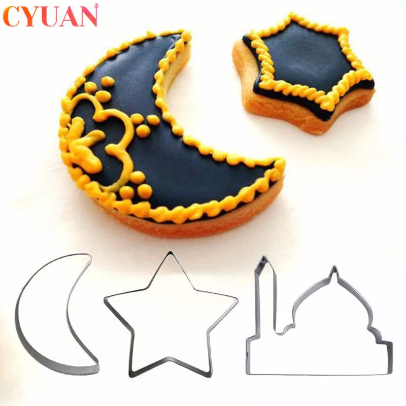 EID MUBARAK Cookie Cutter Set Moon Star Biscuit Mold Happy Eid Party Cake Baking Tools Ramadan Decoration Kareem Party Supplies