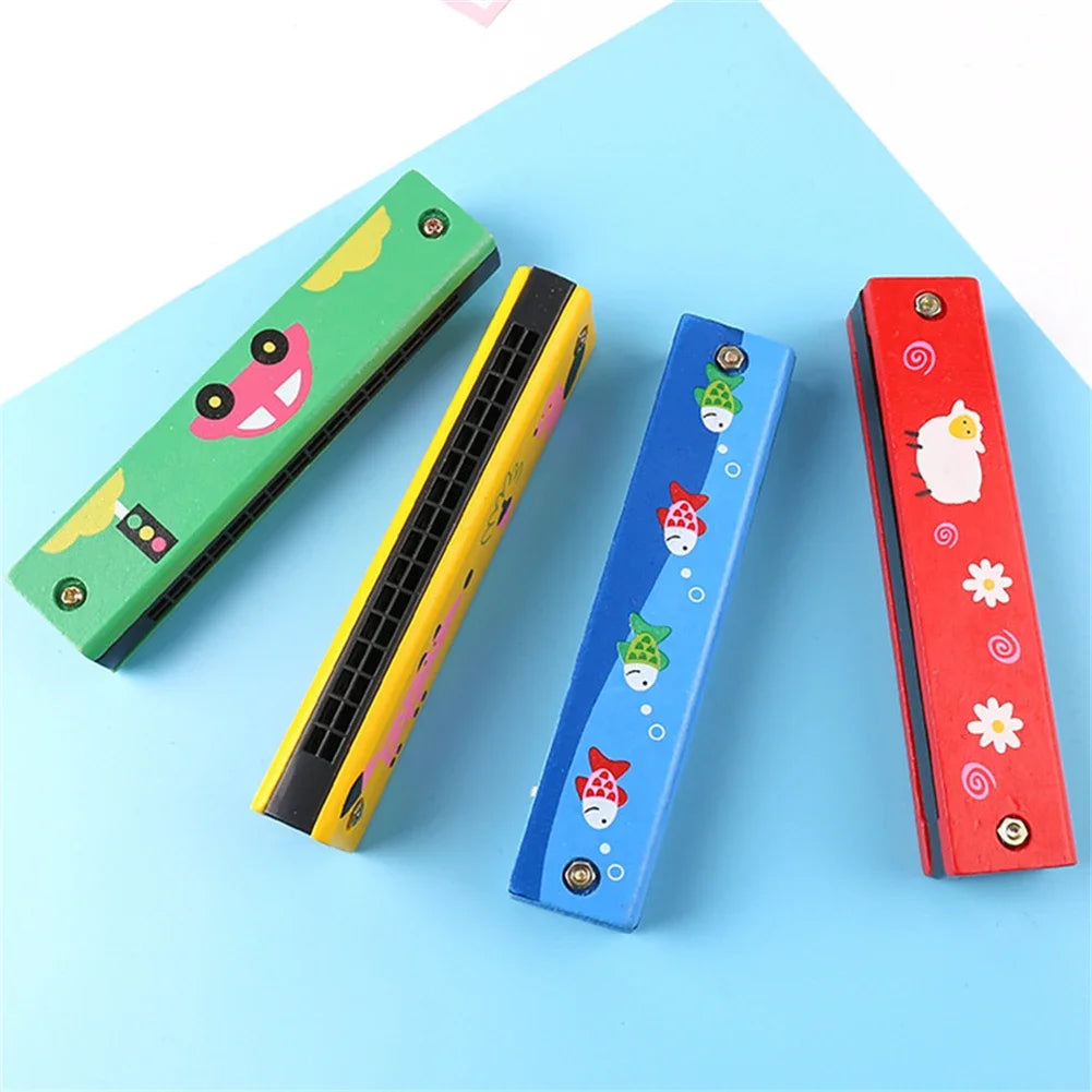 16 Holes Wooden Harmonica Mouth Organ Kids Music Instrument Educational Toy Gift Pink Red Yellow Green Frog Educational Toys