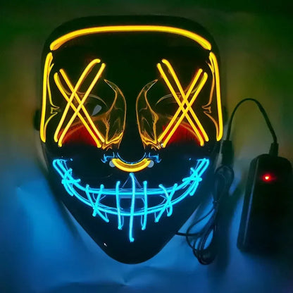 Wireless Halloween Neon LED Purge Mask Masque Masquerade Party Masks Light Grow in the Dark Horror Mask Glowing Masker