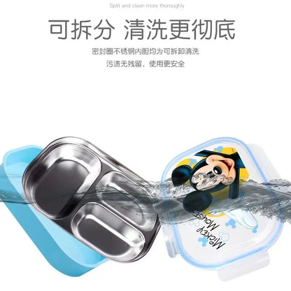 Disney Frozen Elsa Mickey Children Lunch Box With Compartments Anti-Fall Detachable Large Capacity Bento Lunch Box for Toddlers