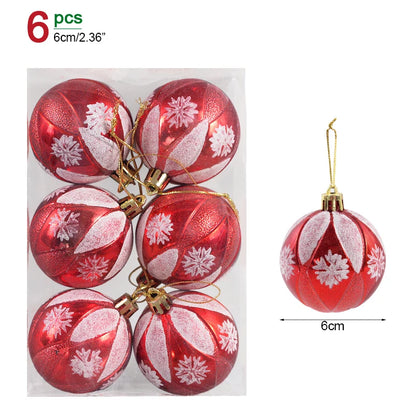 6Pcs/Box 6cm Christmas Ball Ornaments Xmas Tree Hanging Pendant Christmas Decorations for Home 2024 Navidad Natal New Year Gift