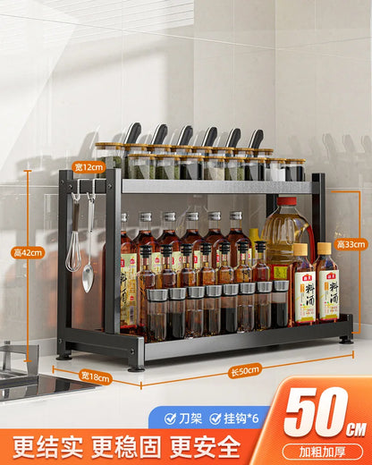 Thickening Upgrade Kitchen Storage Rack Stainless Steel Seasoning Chopsticks Shelf Organizer Knife Jar Kitchen Organizer Tools