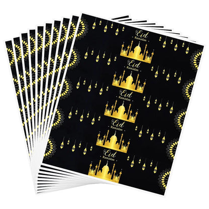 10/20pcs Eid Mubarak Bottle Wrapper Paper Sticker Ramadan Kareem Festival Party Supplies Water Bottle Cover Eid Al-Fitr Decor