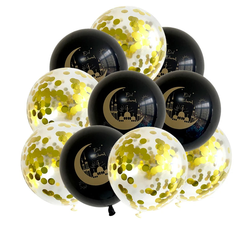 10pcs Eid Mubarak Metal Latex Balloon Ramadan Kareem Decoration Air Globos Ramadan Mubarak Muslim Islamic Festival Party Decor