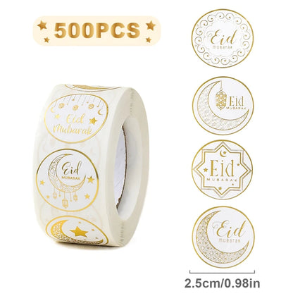 Eid Mubarak Packaging Sealing Sticker Candy Bag Gift Box Ramadan Decorations for Home EID Mubarak Muslim Islamic Eid Al-Fitr