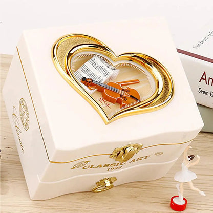 Musical Box With Rotating Dancing Girl Retro Engraved Mini Romantic Jewelry Box Classical Christmas Decoration Christmas Gift