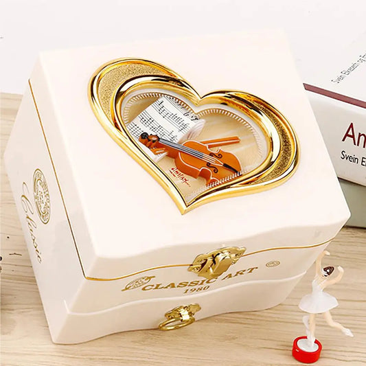 Musical Box With Rotating Dancing Girl Retro Engraved Mini Romantic Jewelry Box Classical Christmas Decoration Christmas Gift