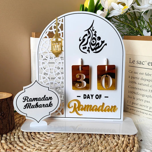 Acrylic Ramadan Countdown Calendar Gifts Day of Ramadan Calendar With Replacing Number 2024 Eid Mubarak Home Decoration Ornament