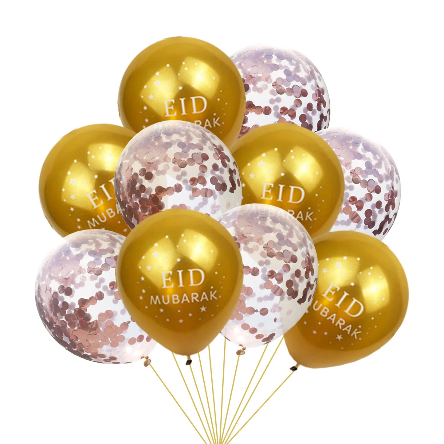 EID MUBARAK Balloons Decor, Ramadan Decoration, Silver and Gold, Islamic Muslim, Eid Mubarak Favors, Party Supplies, 10Pcs