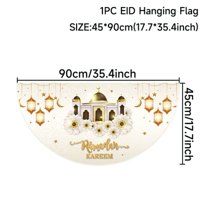 Eid Mubarak Decoration 2024 Hanging Flag Ramadan for Home Door Islamic Muslim Party Decor Ramadan Kareem Banner Eid Al-Fitr Gift