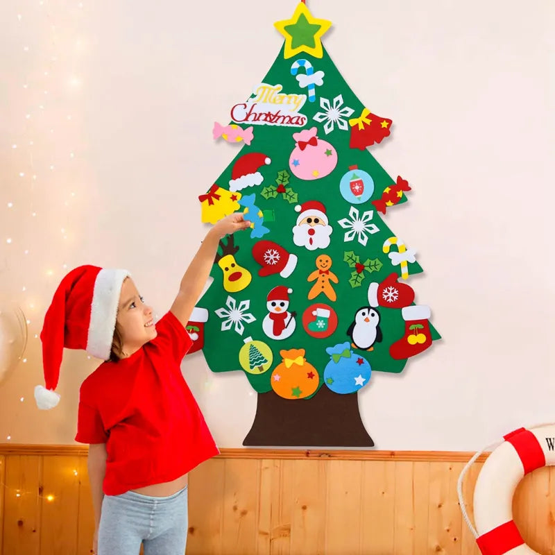 Kids DIY Felt Christmas Tree Merry Christmas Decorations for Home 2023 Christmas Ornaments Navidad 2024 New Year Gifts Xmas Tree