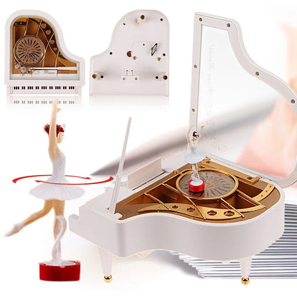 New Romantic Classic Piano Model Music Box Dancing Ballerina Hand Crank Musical Boxes Birthday Wedding Love Gift Home Decoration