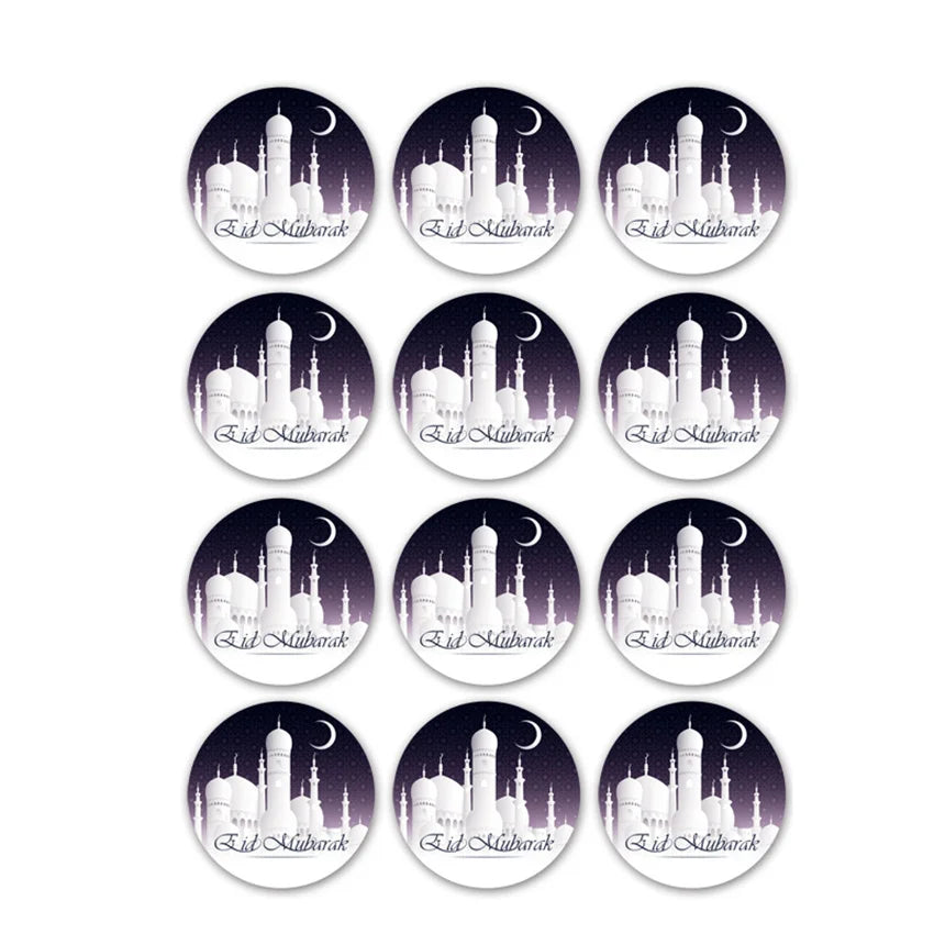 60Pcs Ramadan Kareem Eid Al-Fitr Decorative Stickers Blessed Eid Mubarak Muslim Religion Festival Decor Food Gift Bag Sealing