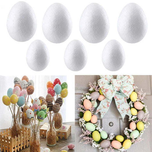 50pcs Easter Decoration Foam Eggs Kids Favors Gifts DIY Painting Modelling Polystyrene Styrofoam Ball Eggs Easter Decor for Home