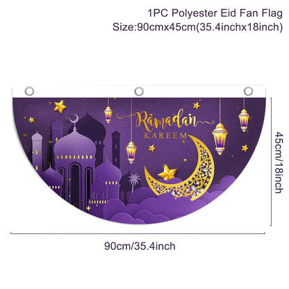 Eid Mubarak Decoration 2024 Hanging Flag Ramadan for Home Door Islamic Muslim Party Decor Ramadan Kareem Banner Eid Al-Fitr Gift