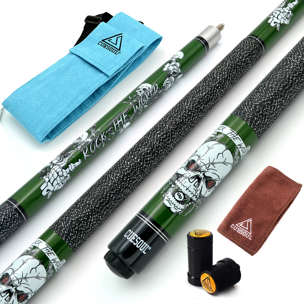 CUESOUL ROCK II 58" 19/20/21oz Black Pool Cue Stick 13mm With Cue Bag With and Joint/Shaft Protector
