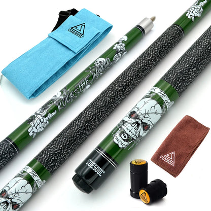 CUESOUL ROCK II 58" 19/20/21oz Black Pool Cue Stick 13mm With Cue Bag With and Joint/Shaft Protector