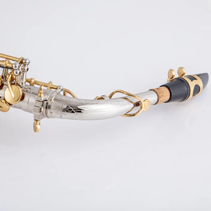 Brand NEW A-Wo37 Alto Saxophone Nickel Plated Gold Key Professional Sax Mouthpiece With Case and Accessories