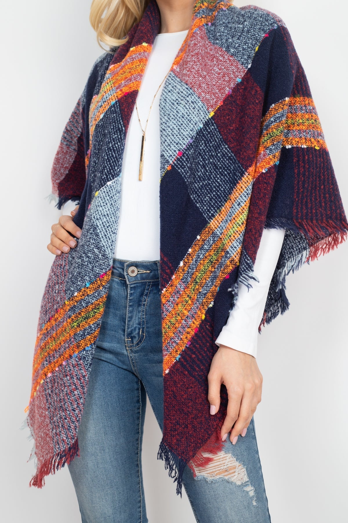 Multi Color Blanket Fringed Scarf