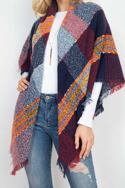 Multi Color Blanket Fringed Scarf