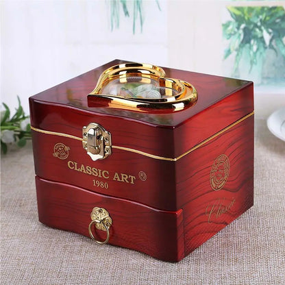 Musical Box With Rotating Dancing Girl Retro Engraved Mini Romantic Jewelry Box Classical Christmas Decoration Christmas Gift