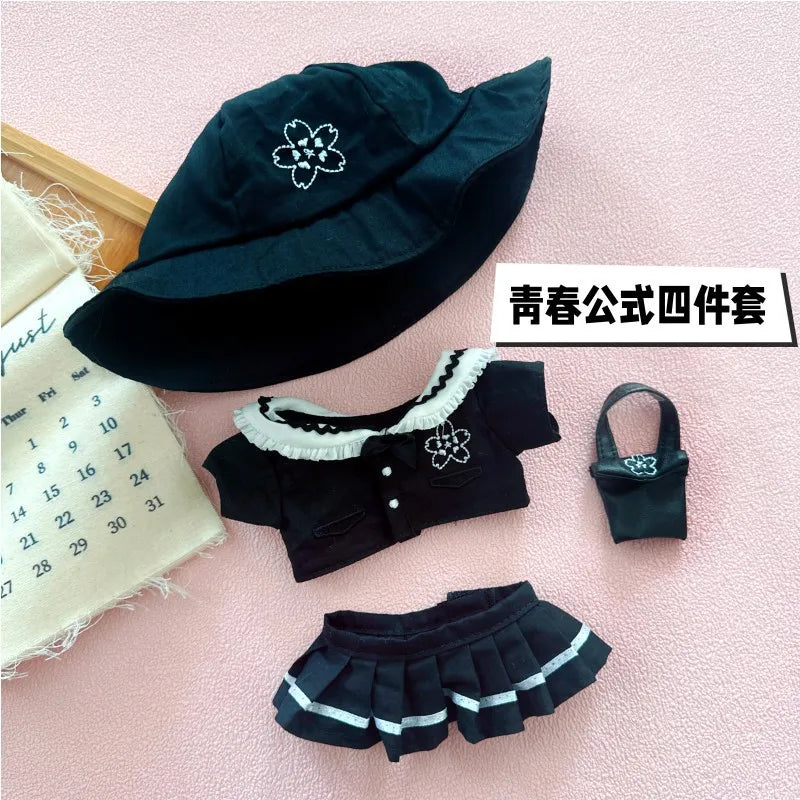 20cm Doll Clothes Outfit Hoodies Skirt Stuffed Dolls Dress Up Doll Accessories Outfit Change Dress Game Playing House Gift Toys