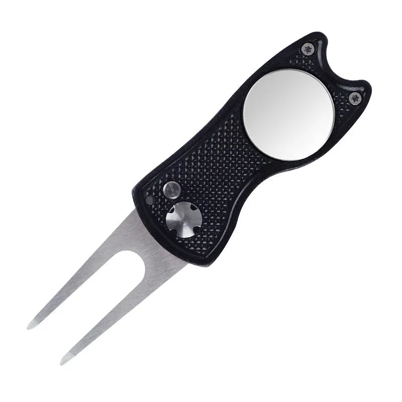 1pc Foldable Golf Divot Repair Tool With Golf Ball Tool Pitch Groove Cleaner Golf Accessories Putting Green Fork Training Aids