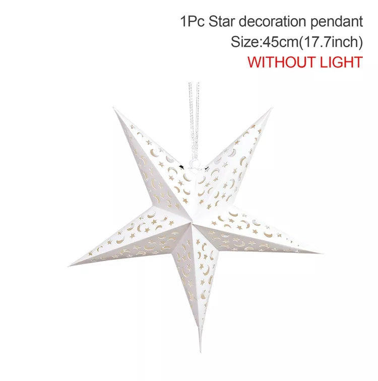 Eid Mubarak Hollow Out Star Hanging Pendant Christmas Ramadan Decor for Home Islam Muslim Party Mubarak Eid Al Adha Kareem