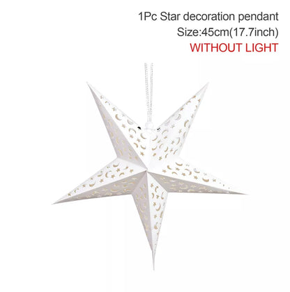 Eid Mubarak Hollow Out Star Hanging Pendant Christmas Ramadan Decor for Home Islam Muslim Party Mubarak Eid Al Adha Kareem