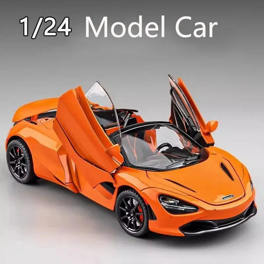 1:24 Simulated 720S Alloy Car Model Sound and Light Pull-Back Toy Car Metal Convertible Sports Car Boy Collection Ornaments Gift