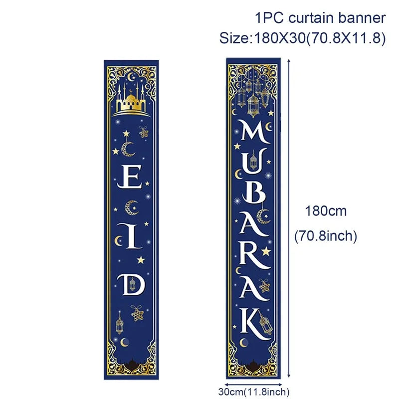 Eid Mubarak Door Banner Ramadan Decoration 2024 for Home Mubarak Ramadan Kareem Islamic Muslim Party Decor  Eid Al Adha Gifts