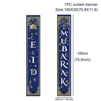 Eid Mubarak Door Banner Ramadan Decoration 2024 for Home Mubarak Ramadan Kareem Islamic Muslim Party Decor  Eid Al Adha Gifts