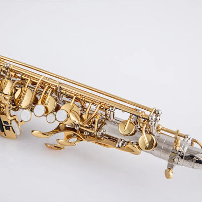 Brand NEW A-Wo37 Alto Saxophone Nickel Plated Gold Key Professional Sax Mouthpiece With Case and Accessories